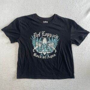 Def‎ Leppard T-Shirt Womens L Black Rock of Ages Graphic Band Tee Short Sleeve